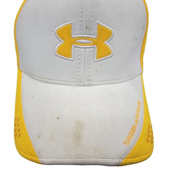 Under Armour Yellow White Large Athletic Hat Cap Outdoors Casual Comfort - Picture 5 of 9